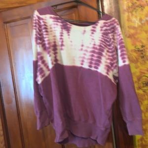 Maroon and white long sleeve sweater